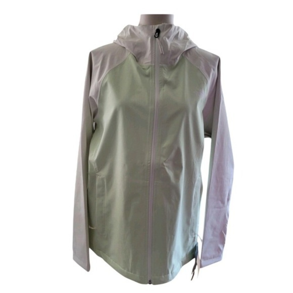 North Face Valle Vista Jacket Womens XL Green White New Windbreaker Hooded